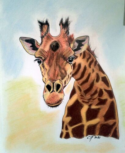 Girafe Aux Pastels Secs