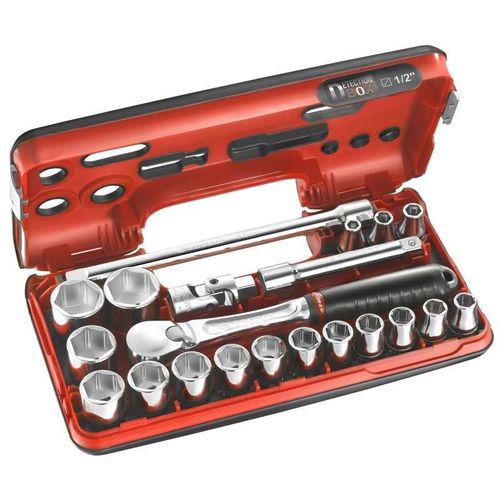 Coffret de clé à cliquet étanche DBOX avec douilles 1/2" FACOM SL.DBOX1PB 6 pans (21 pièces)