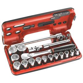 Coffret de clé à cliquet étanche DBOX avec douilles 1/2" FACOM SL.DBOX1PB 6 pans (21 pièces)
