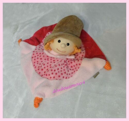 Doudou Plat Bouillotte Hélène La Sorcière Rose 4 Noeuds Rayés Jaune_Orange Sterntaler Hochet