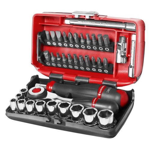 Coffret de clé à cliquet manche rotatif avec douilles 1/4" FACOM R.360NANOPB 6 pans (38 pièces)