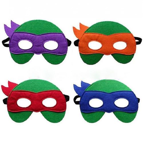 Lot De 4 Masques De Tortues Ninja Mutantes Adolescentes En Feutre De Dessin Animé Pour Enfants Halloween