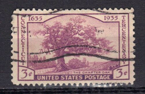 Etat-Unis D'amerique 1935 : Tricentenaire Du Connecticut : Arbre : Le Chêne De La Charte - Timbre Oblitéré