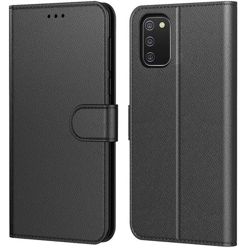 HOUSSE GALAXY A02S ETUI COQUE SIMILI CUIR SAMSUNG RABAT NOIR