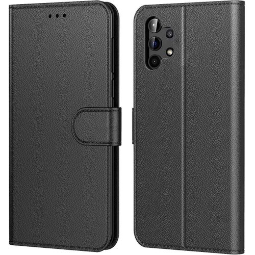 Housse Galaxy A32 5g Etui Coque Simili Cuir Samsung Rabat Noir