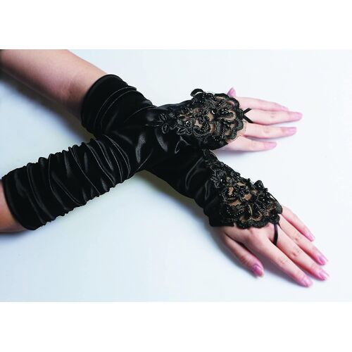 Gants Noirs Gants Longs Années 1920 Accessoires Flapper Costume Gants Sans Doigts Pour Femmes Roaring 20'S Accessoires Classique Satin Elbow Length Gants (S12
