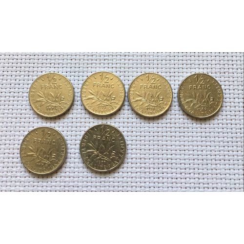 Lot De 6 Pièce D'1/2 Franc De 1976, 1977, 1978, 1986