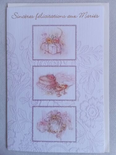 Carte De Voeux - Mariage - Sincères Félicitations Aux Mariés - 17 X 11,5 Cm - Carte Double Sans Message + Enveloppe, Impression En 3d (Busquets)