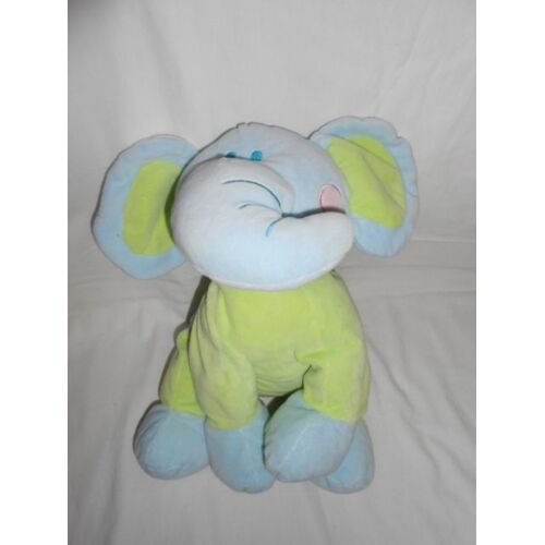 Doudou Peluche Elephant Bleu Vert Pommette Rose 35cm Assis Jiangsu Sunshine Dong Sheng Nanjing Action Primark