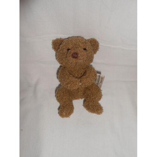 Doudou Peluche Ours Marron Caramel Cafe Les Petites Marie Raynaud Assis 14cm Main Cousue