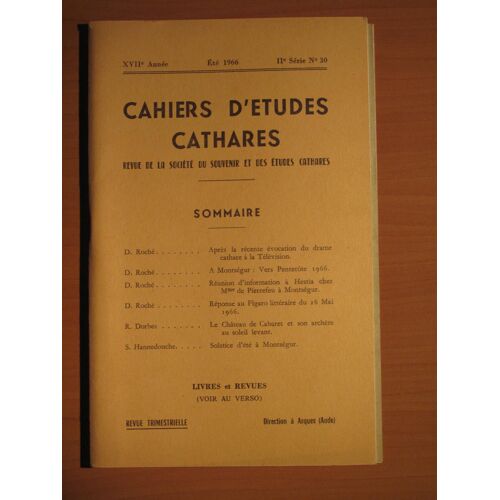Cahiers D'études Cathares. Numéro.30 2ème Série.