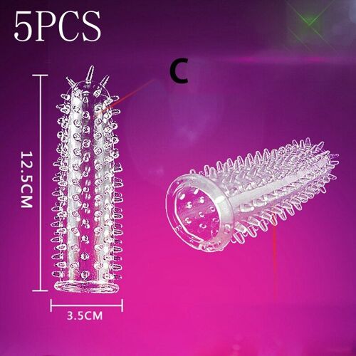 5 Pièces/Ensemble Pénis Extender Manchon Cristal Préservatif Haute Élasticité Réutilisable Préservatif Retard Éjaculation Jouets Sexuels Pour Hommes Produits Intimes