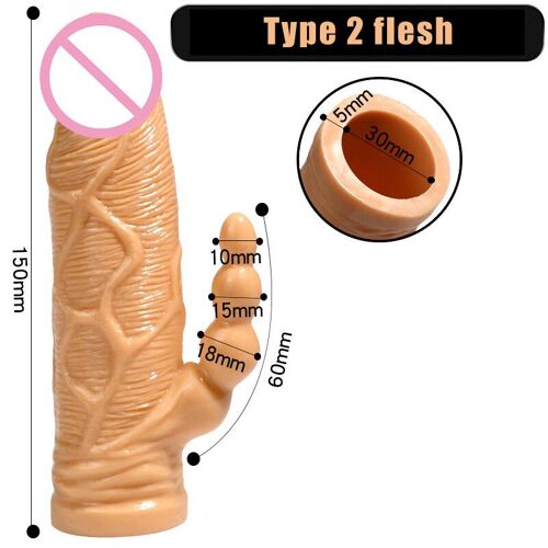 Chair De Type 2 - Double Anal Pénis Extender Manchon Portable Creux Gode Pénis Préservatif Réutilisable Dick Coq Extension Agrandissement Jouets Sexuels Pour Hommes