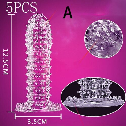 5 Pièces/Ensemble Pénis Extender Manchon Cristal Préservatif Haute Élasticité Réutilisable Préservatif Retard Éjaculation Jouets Sexuels Pour Hommes Produits Intimes