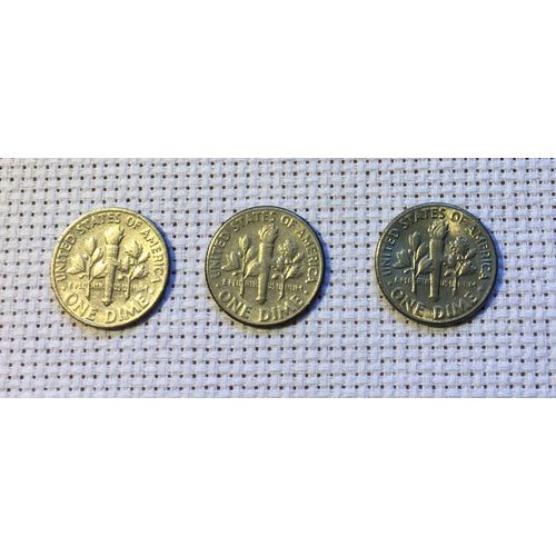 3 Pièces De One Dime United States Of America 1967-1973-1976