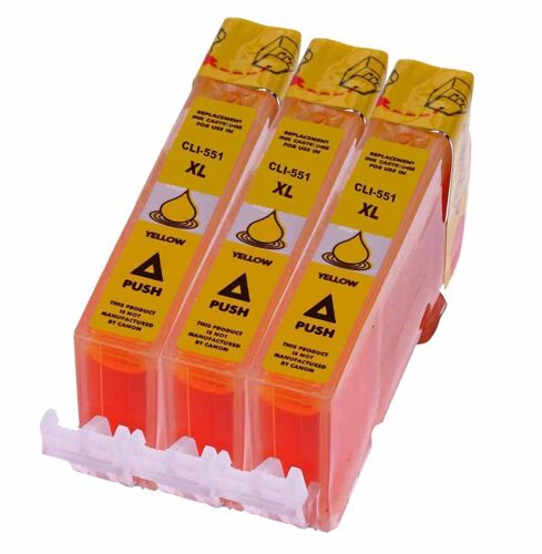 Pack de 3 Cartouches d'Encre pour Canon CLI-551 CLI551 , Canon cli 550 cli 551 (Jaune)