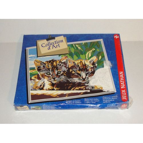 Collection D'art Peinture A L'huile Au Numero Chatons Vintage 96