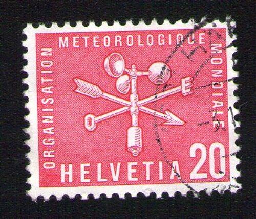 Suisse Oblitération Ronde Organisation Météorologique Mondiale 20