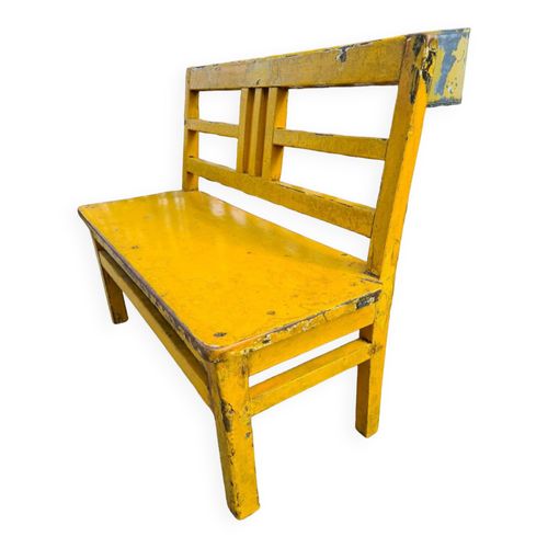 Banc Daposcolier En Bois Jaune Annes 60 Jaune