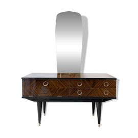 Coiffeuse Vintage En Formica 1960 Marron