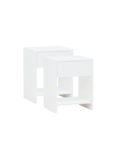 Lot de 2 tables de chevet en bois blanc 60x40cm