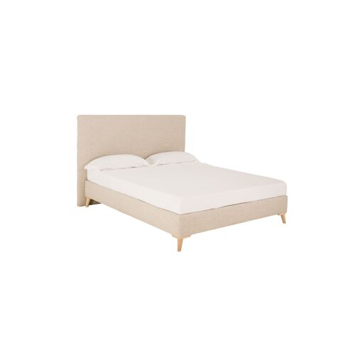 Lit tapissé en lin beige pour matelas 150x200cm