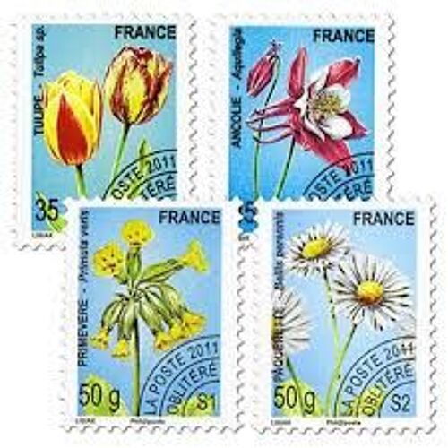 Flore : Fleurs Série Complète Année 2011 Préoblitérés N° 259 260 261 262 Yvert Et Tellier Luxe (Timbres En Grammes)