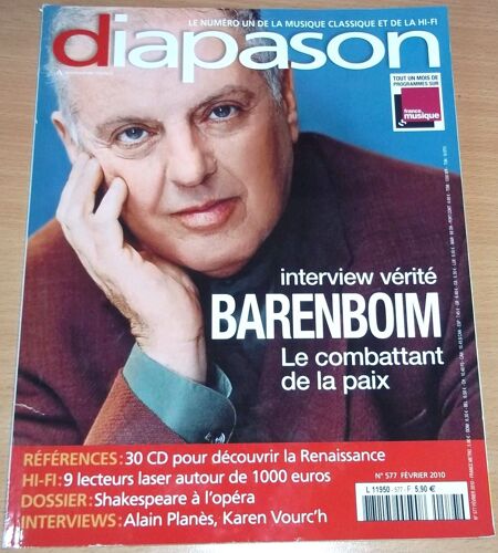 Diapason 577 Barenboim Combattant De La Paix Shakespeare À L'opéra Alain Planes Karen Vourc'h