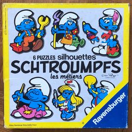 Boîte De Jeux 6 Puzzles Silhouettes Schtroumpfs Les Métiers, Peyo, Bd, Bande Dessinée, Smurfs, Figurine
