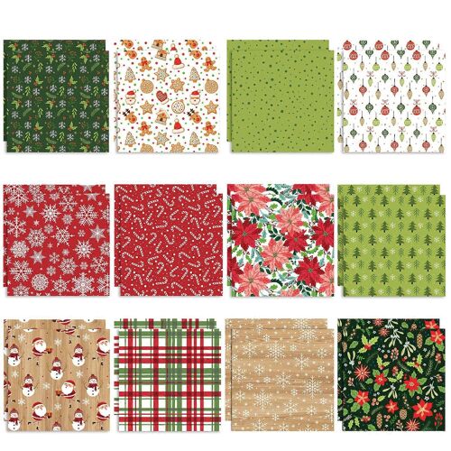 24pcs Christmas Scrapbook Paper 6x6 Inch Single-Sided Design Card-Making Decorative Crafts Background