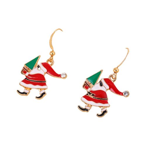 1 Pair Women Christmas Earrings Girls Cute Snowman Santa Xmas Tree Snowflake Christmas Stockings Alloy Dangle Earrings Holiday Party Earrings Fashion