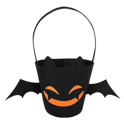 Halloween Candy Bag Bat Pattern Reusable Tote Bag Portable Trick or Treat Candy Bucket with Handle Halloween Party Gifts for Kids