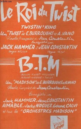 Le Roi Su Twist + B.T.M. - Contrebasse / Guitare + Piano + Accordeon / Violon / Chant + 1° Saxo Alto Mib + 2° Saxo Tenor Sib + 3° Saxo Alto Mib + Trompette Sib 1 Et 2 + Trombone.