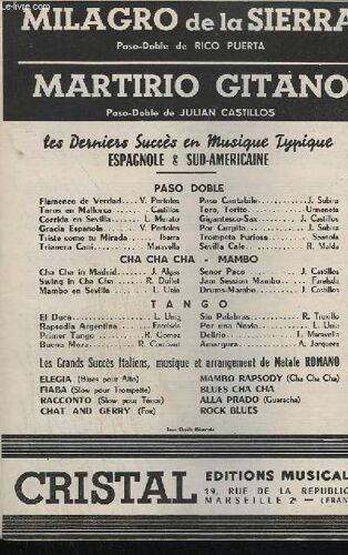 Martirio Gitano + Milagro De La Sierra - Trombone + Accordeon + Piano + 1° Trompette Sib + 2° Trompette Sib + 1° Saxo Alto Mib + 2° Saxo Tenor Sib + 3° Saxo Alto Mib.