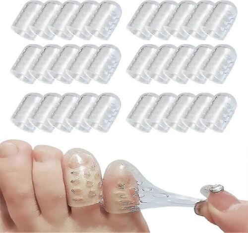 Silicone Anti-Friction Toe Protector, Gel Toe Protectors Breathable Toe Covers Toe Sleeves For Corns, Blisters And Ingrown Toenails--30pcs