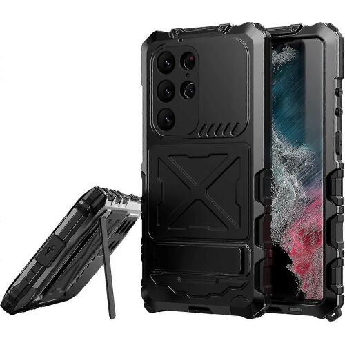 Étui Étanche Militaire Antichoc Pour Samsung S23 Ultra Avec Protecteur D¿Écran Support En Métal Résistant À La Poussière Robuste