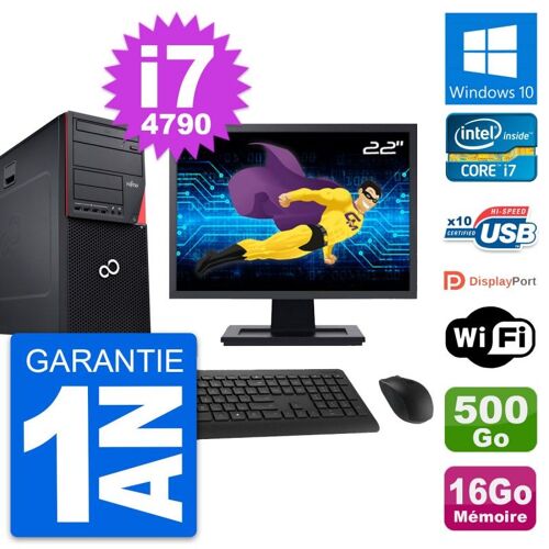 PC Tour Fujitsu P720 Ecran 22" i7-4790 RAM 16Go Disque 500Go Windows 10 Wifi