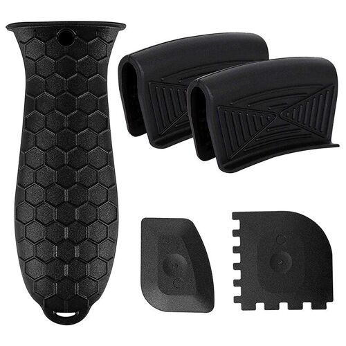 Manchons Antidérapants En Silicone, 5 Pièces, Support De Poignée Chaude, Supports De Poêle En Fonte, Couverture, Manchons De Support De Pot Antidérapants, Maniques Résistantes À La Chaleur