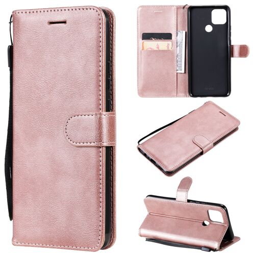 Coque Pour Oppo A15,Portefeuille Etui Housse En Cuir Protection Avec Porte Cartes,Antichoc Etui A Rabat Pochette Pour Oppo A15,Rose