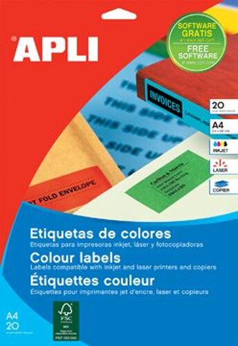 Apli Paper - Auto-Adhésif - Bleu - A4 (210 X 297 Mm) 20 Unités Étiquettes