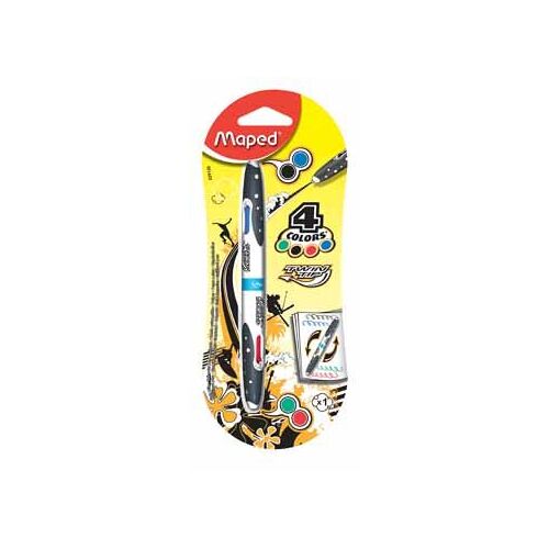 Maped Stylo Bille 4-Couleurs Freewriter Ball Twin Couleurs Classiques, Sous Blister 12 Unité(S)