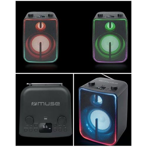 Enceinte portable 60 Watts Bluetooth Radio FM Effets lumineux full Led Autonomie 5h AUX/USB