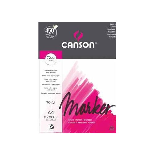 Canson Arts Graphiques Marker Layout Bloc Papier À Dessin 70 Feuilles 70g A4 21 X 29,7 Cm Extra Blanc