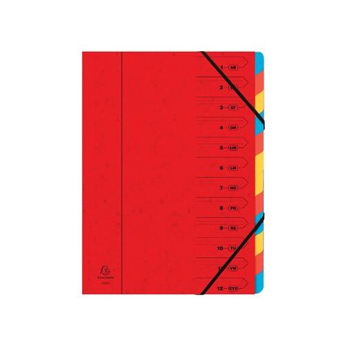 Exacompte Trieur 12 Cases, Rouge 1 Unité(S)
