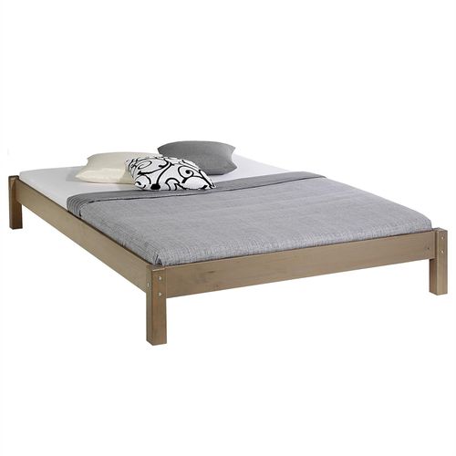 Lit Futon Double Pour Adulte Taifun 140 X 190 Cm, 2 Personnes, 2 Places, Pin Massif Lasur? Taupe
