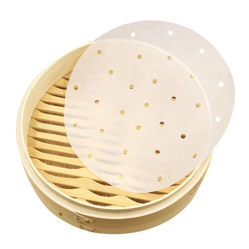 Tapis de cuisson antiadhésif pour panier de cuisson, ustensile de cuisine pour friteuse à Air, doublures de cuiseur à vapeur en pâte de bois perforée de qualité supérieure, 100 pièces/sac