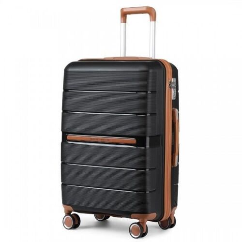 Valise Moyenne 66x44x28.5cm Valise de Voyage Extensible Valise Rigide Trolley en Polypropylène à 4 roulettes et Serrure TSA, Noir