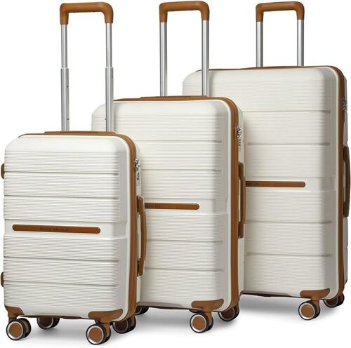 Set de 3 Valises (55/66/76cm) Ultra Léger Valises de Voyage en Polypropylène Légere à 4 roulettes avec Serrure TSA Intégré, Gris