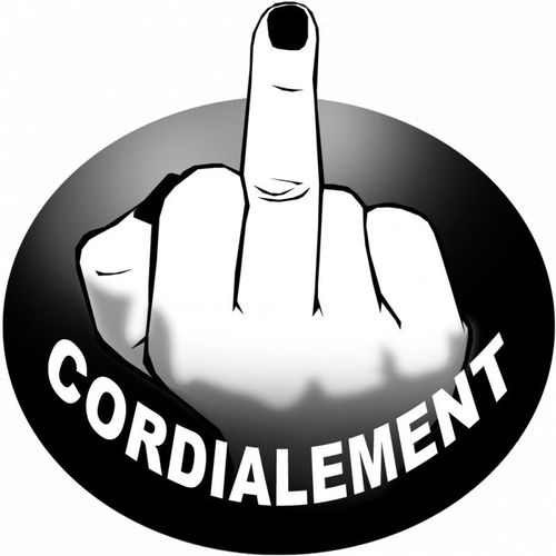 Doigt D'honneur Cordialement (5cm) - Sticker/Autocollant