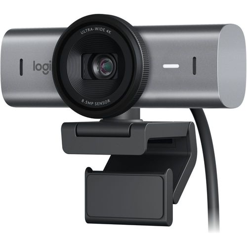 Webcam Logitech MX Brio webcam de collaboration et streaming 4K Ultra HD, 1080p a 60 IPS, 2 micros avec reduction de bruit, USB-C, cache pour webcam - Graphite